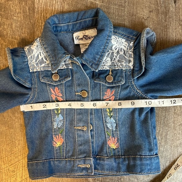 Rare Editions Denim Lace Embroidered Floral Design Jean Jacket size 3T - Picture 13 of 14